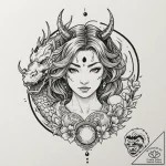 Tattoo design for shoulder, a beautiful gypsy… – tattoo sketch (№1751766806_0, 06.07.2025 01:53) — tattoovalue.net