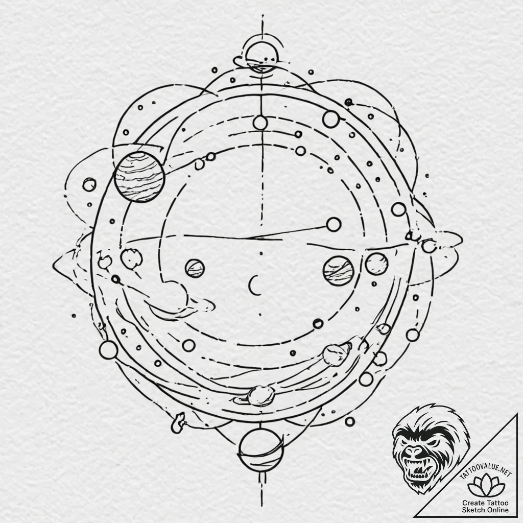 Tattoo design for shoulder, an alchemical dia... - tattoo sketch (№1751767740_0, 06.07.2025 02:09) — tattoovalue.net