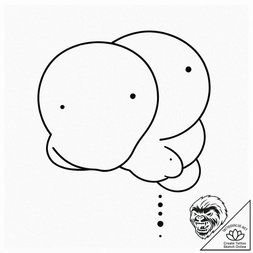 Tiny tattoo design, a speech bubble with thre... - tattoo sketch (№1751767912_0, 06.07.2025 02:11) — tattoovalue.net