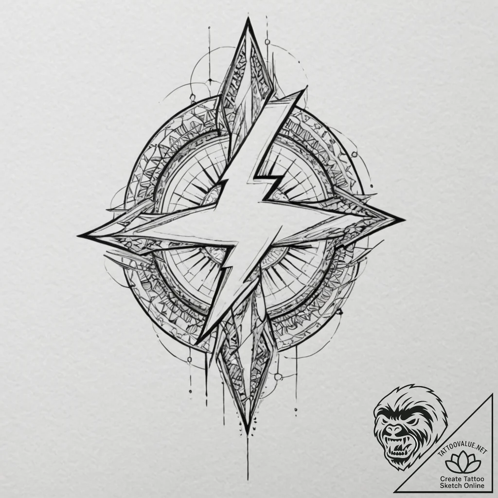 Tattoo design for shoulder, a lightning bolt... - tattoo sketch (№1751769698_0, 06.07.2025 02:41) — tattoovalue.net