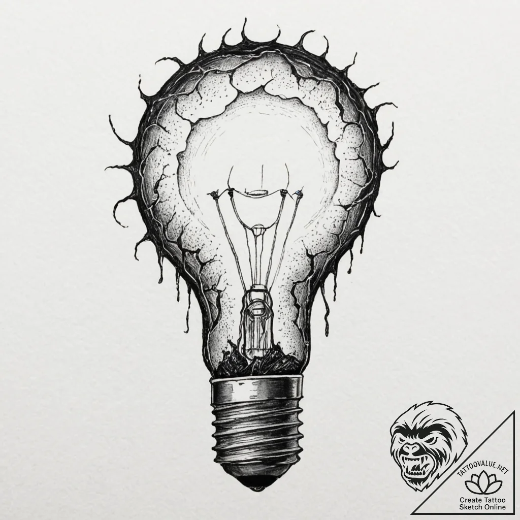 Tattoo design for an arm, a lightbulb, inside... - tattoo sketch (№1751769782_0, 06.07.2025 02:43) — tattoovalue.net