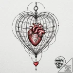 Tiny tattoo design, a heart, but it is a cage… – tattoo sketch (№1751769950_0, 06.07.2025 02:45) — tattoovalue.net