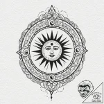 Tattoo design for shoulder, a black sun symbo… – tattoo sketch (№1751770373_0, 06.07.2025 02:52) — tattoovalue.net