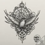 Tattoo design for shoulder, a classic swallow… – tattoo sketch (№1751770610_0, 06.07.2025 02:56) — tattoovalue.net