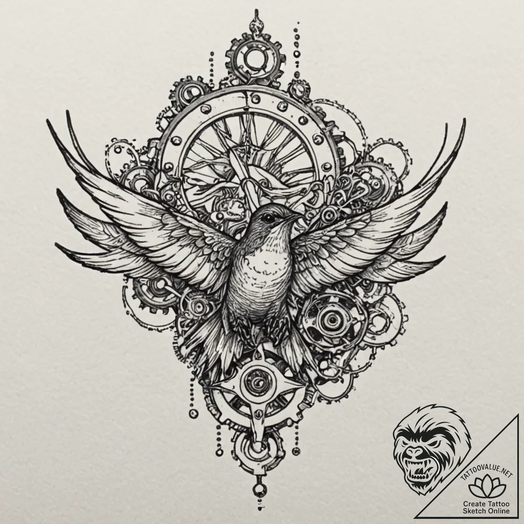 Tattoo design for shoulder, a classic swallow... - tattoo sketch (№1751770610_0, 06.07.2025 02:56) — tattoovalue.net