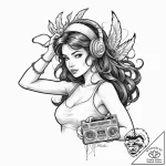 Tattoo design for an arm, a beautiful siren,… – tattoo sketch (№1751770850_0, 06.07.2025 03:00) — tattoovalue.net