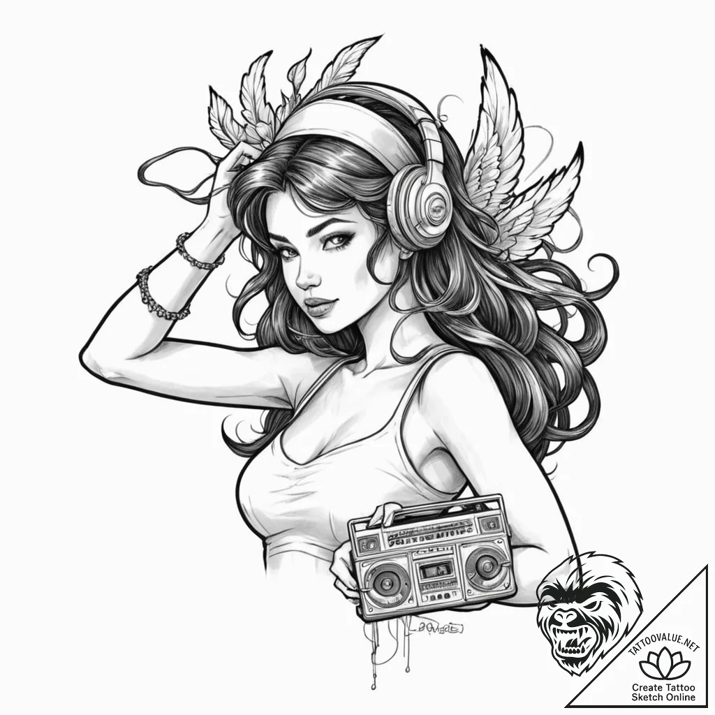 Tattoo design for an arm, a beautiful siren,... - tattoo sketch (№1751770850_0, 06.07.2025 03:00) — tattoovalue.net