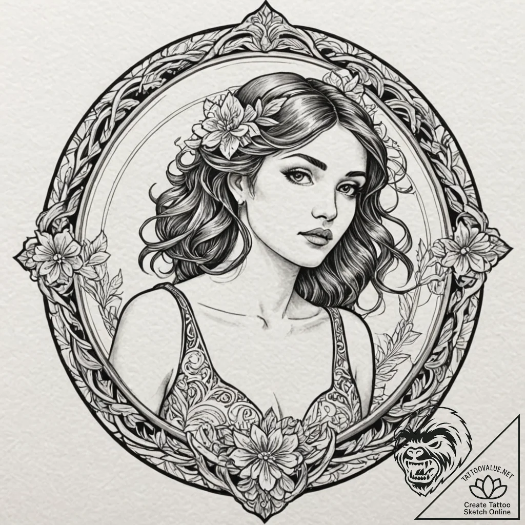 Tattoo design for an arm, a greek muse of poe... - tattoo sketch (№1751771252_0, 06.07.2025 03:07) — tattoovalue.net