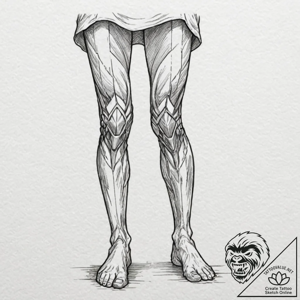 Tattoo design for a leg, a tribute to attack... - tattoo sketch (№1751771504_0, 06.07.2025 03:11) — tattoovalue.net