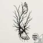 Tattoo design for a foot, the roots of a tree… – tattoo sketch (№1751771673_0, 06.07.2025 03:14) — tattoovalue.net