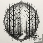 Tattoo design for shoulder, a spooky, haunted… – tattoo sketch (№1751771758_0, 06.07.2025 03:15) — tattoovalue.net
