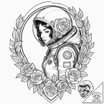 Tattoo design for shoulder, a classic pin-up… – tattoo sketch (№1751772157_0, 06.07.2025 03:22) — tattoovalue.net