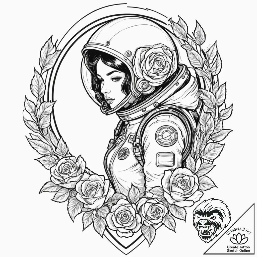 Tattoo design for shoulder, a classic pin-up... - tattoo sketch (№1751772157_0, 06.07.2025 03:22) — tattoovalue.net