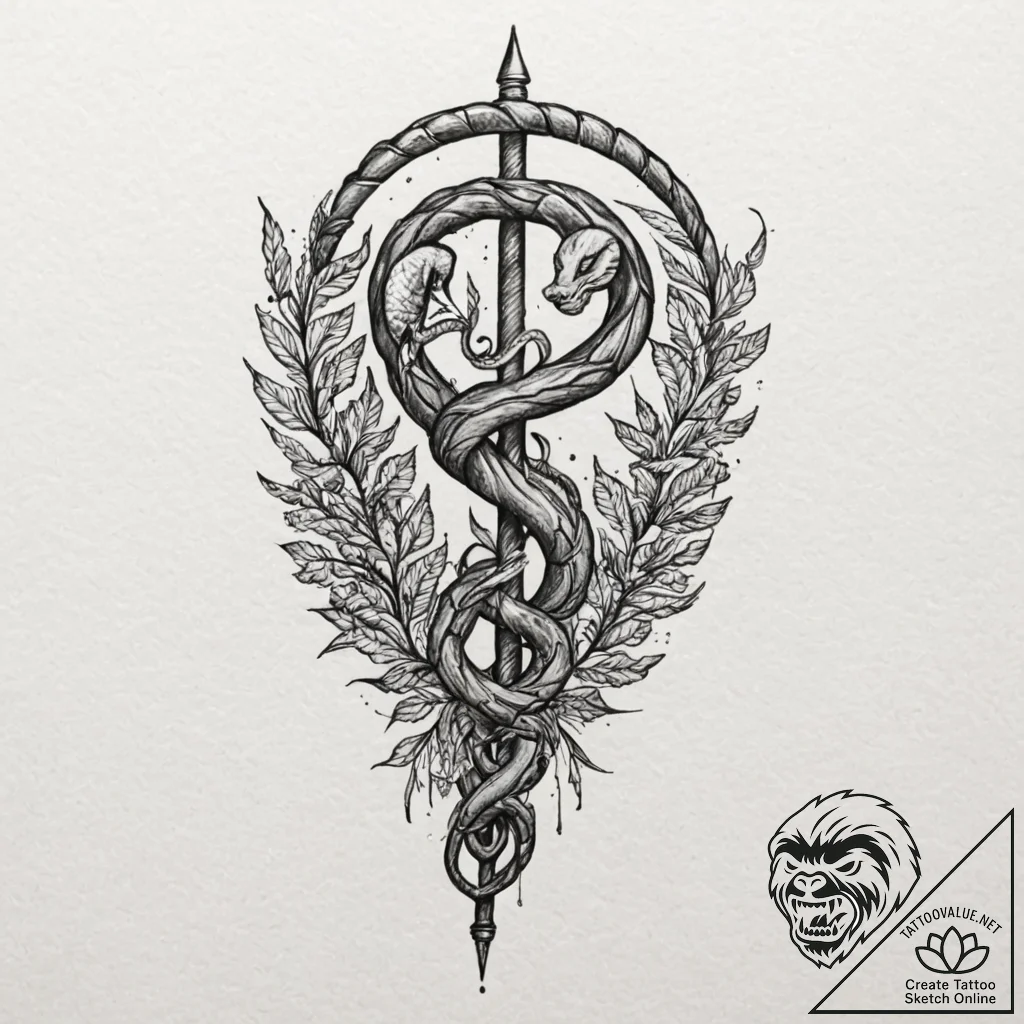 Tattoo design for an arm, a dna helix, but th... - tattoo sketch (№1751772476_0, 06.07.2025 03:27) — tattoovalue.net