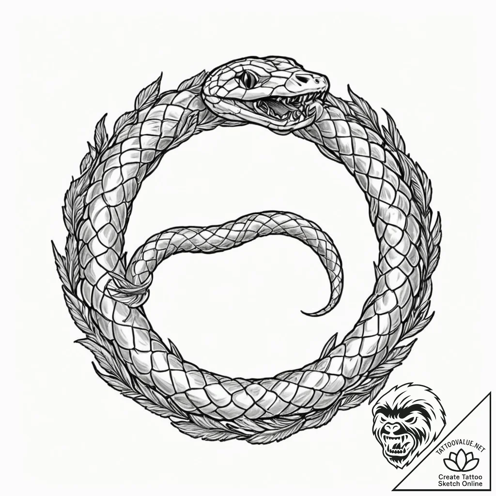 Tattoo design for shoulder, an ouroboros (sna... - tattoo sketch (№1751772986_0, 06.07.2025 03:36) — tattoovalue.net