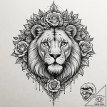 Tattoo design for shoulder, a lion’s face, in… – tattoo sketch (№1751773501_0, 06.07.2025 03:45) — tattoovalue.net