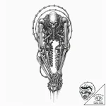 Tattoo design for a leg wrap, a biomechanical… – tattoo sketch (№1751774007_0, 06.07.2025 03:53) — tattoovalue.net