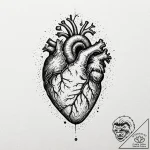 Tattoo design for shoulder, an anatomical hea… – tattoo sketch (№1751774176_0, 06.07.2025 03:56) — tattoovalue.net