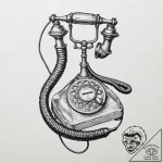 Tattoo design for an arm, a vintage telephone… – tattoo sketch (№1751774516_0, 06.07.2025 04:01) — tattoovalue.net