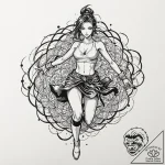 Tattoo design for a shin, a full-body portrai… – tattoo sketch (№1751774770_0, 06.07.2025 04:06) — tattoovalue.net