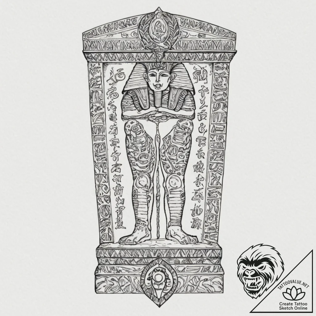 Tattoo design for a shin, an egyptian pharaoh... - tattoo sketch (№1751774854_0, 06.07.2025 04:07) — tattoovalue.net