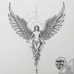 Tattoo design for a thigh, a pair of majestic… – tattoo sketch (№1751775196_0, 06.07.2025 04:13) — tattoovalue.net