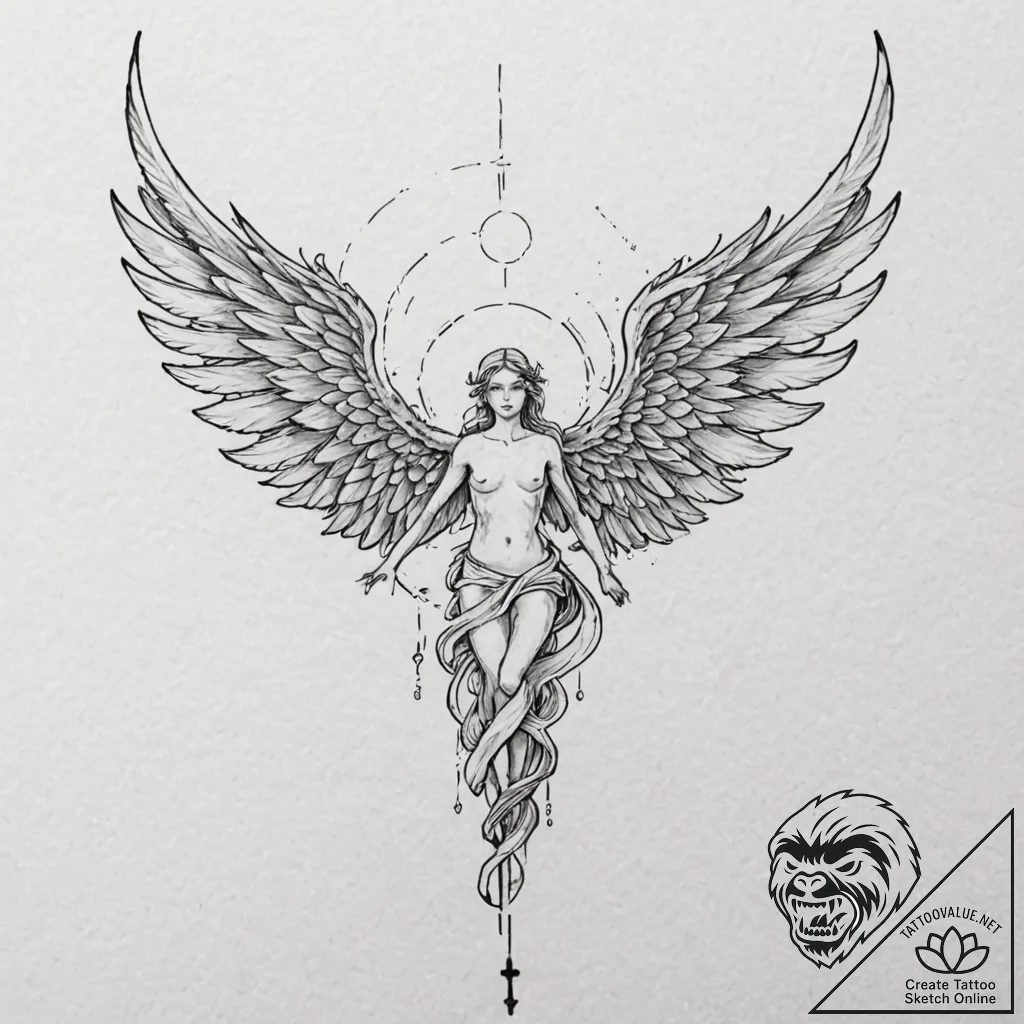 Tattoo design for a thigh, a pair of majestic... - tattoo sketch (№1751775196_0, 06.07.2025 04:13) — tattoovalue.net