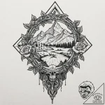 Tattoo design for a thigh, a detailed map of… – tattoo sketch (№1751775281_0, 06.07.2025 04:14) — tattoovalue.net