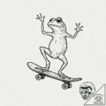 Tiny tattoo design, a frog on a tiny skateboa… – tattoo sketch (№1751775872_0, 06.07.2025 04:24) — tattoovalue.net