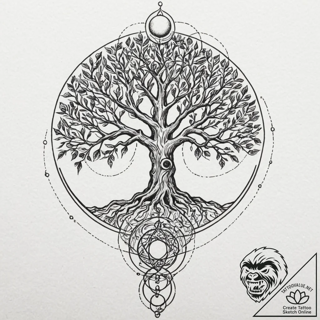 Tattoo design for shoulder, the tree of life... - tattoo sketch (№1751776294_0, 06.07.2025 04:31) — tattoovalue.net
