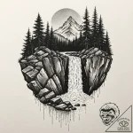 Tattoo design for shoulder, a waterfall, orig… – tattoo sketch (№1751776721_0, 06.07.2025 04:38) — tattoovalue.net