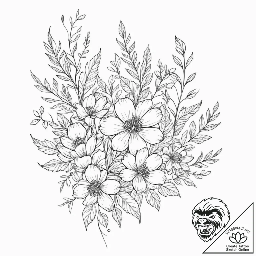 группа 4: elegant linework & fine line botani... - tattoo sketch (№1751776806_0, 06.07.2025 04:40) — tattoovalue.net