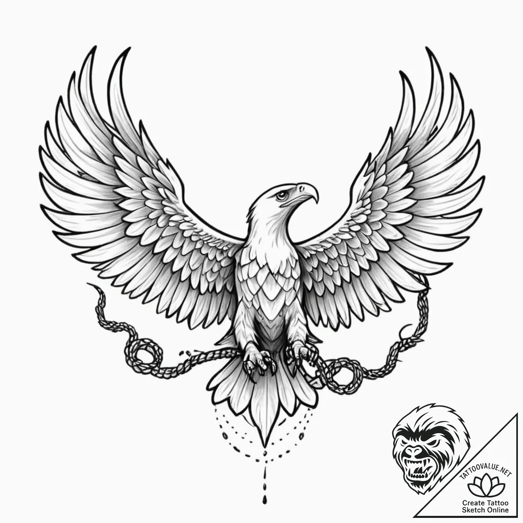 Tattoo design for shoulder, a traditional eag... - tattoo sketch (№1751777494_0, 06.07.2025 04:51) — tattoovalue.net
