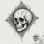 Tattoo design for shoulder, a crying human sk… – tattoo sketch (№1751778513_0, 06.07.2025 05:08) — tattoovalue.net