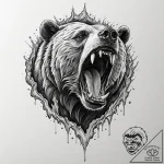 Tattoo design for a calf, a roaring grizzly b… – tattoo sketch (№1751778768_0, 06.07.2025 05:12) — tattoovalue.net