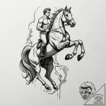 Tattoo design for an arm, a centaur, but the… – tattoo sketch (№1751779872_0, 06.07.2025 05:31) — tattoovalue.net