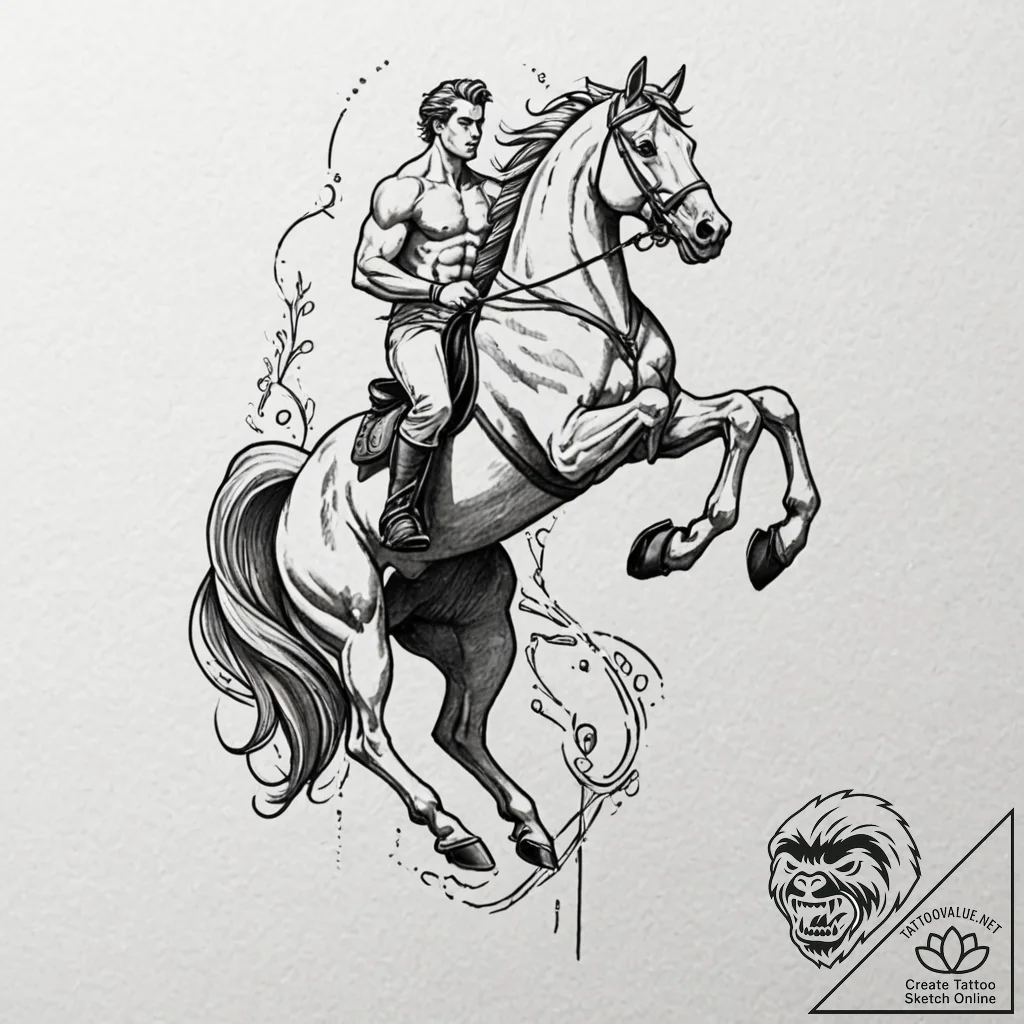 Tattoo design for an arm, a centaur, but the... - tattoo sketch (№1751779872_0, 06.07.2025 05:31) — tattoovalue.net