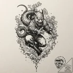 Tattoo design for a calf, a detailed portrait… – tattoo sketch (№1751779958_0, 06.07.2025 05:32) — tattoovalue.net