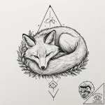 Tattoo design for an ankle, a fox, curled up… – tattoo sketch (№1751780547_0, 06.07.2025 05:42) — tattoovalue.net