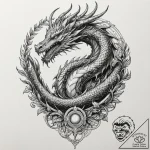 Tattoo design for shoulder, a powerful dragon… – tattoo sketch (№1751780718_0, 06.07.2025 05:45) — tattoovalue.net