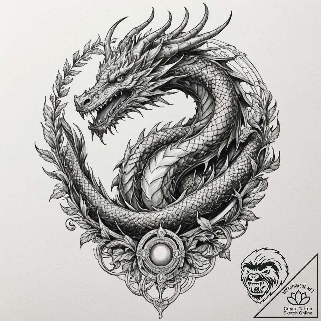 Tattoo design for shoulder, a powerful dragon... - tattoo sketch (№1751780718_0, 06.07.2025 05:45) — tattoovalue.net