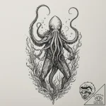 Tattoo design for a leg, a deep sea diver sta… – tattoo sketch (№1751780801_0, 06.07.2025 05:46) — tattoovalue.net