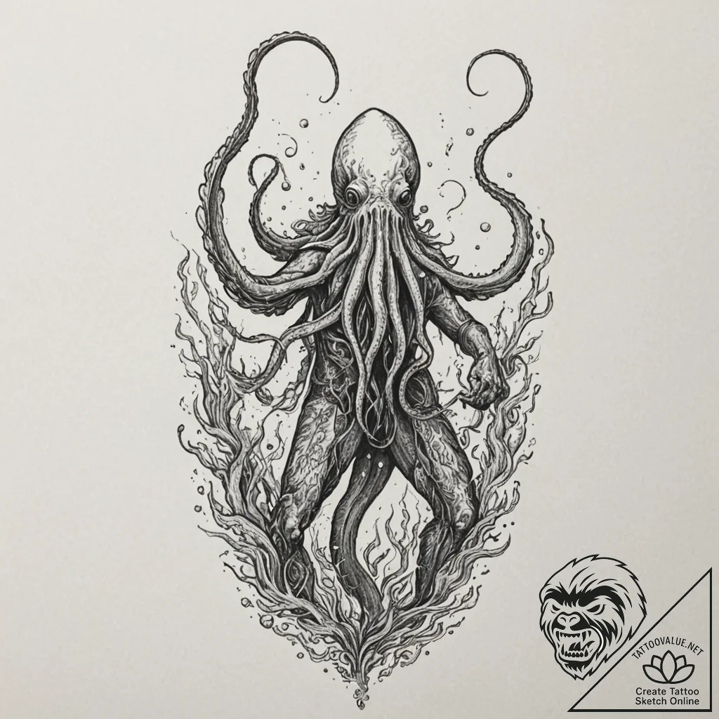 Tattoo design for a leg, a deep sea diver sta... - tattoo sketch (№1751780801_0, 06.07.2025 05:46) — tattoovalue.net