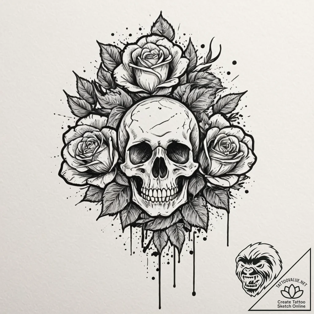 Tattoo design for shoulder, a chaotic splatte... - tattoo sketch (№1751781473_0, 06.07.2025 05:57) — tattoovalue.net