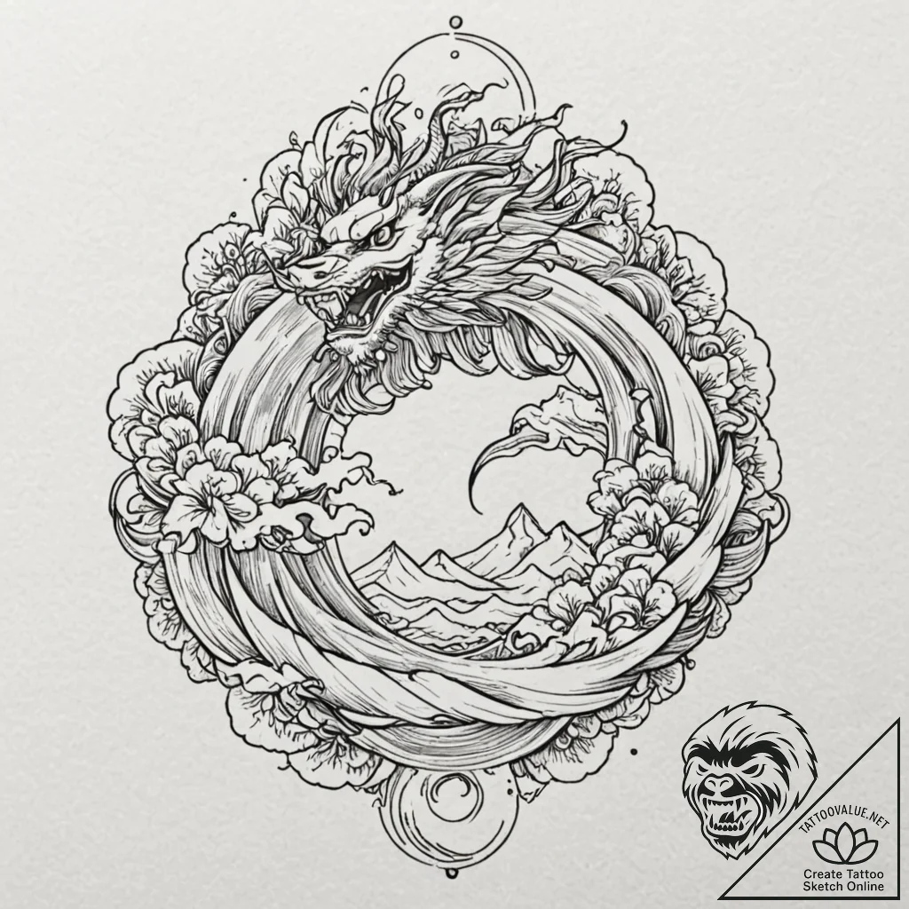 Tiny tattoo design, a minimalist glyph combin... - tattoo sketch (№1751781645_0, 06.07.2025 06:00) — tattoovalue.net
