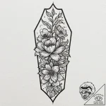Tiny tattoo design, a tiny coffin, with a sin… – tattoo sketch (№1751782148_0, 06.07.2025 06:09) — tattoovalue.net