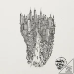Tattoo design for a leg wrap, a city street,… – tattoo sketch (№1751782569_0, 06.07.2025 06:16) — tattoovalue.net