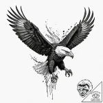 Tattoo design for a calf, a powerful eagle or… – tattoo sketch (№1751782989_0, 06.07.2025 06:23) — tattoovalue.net