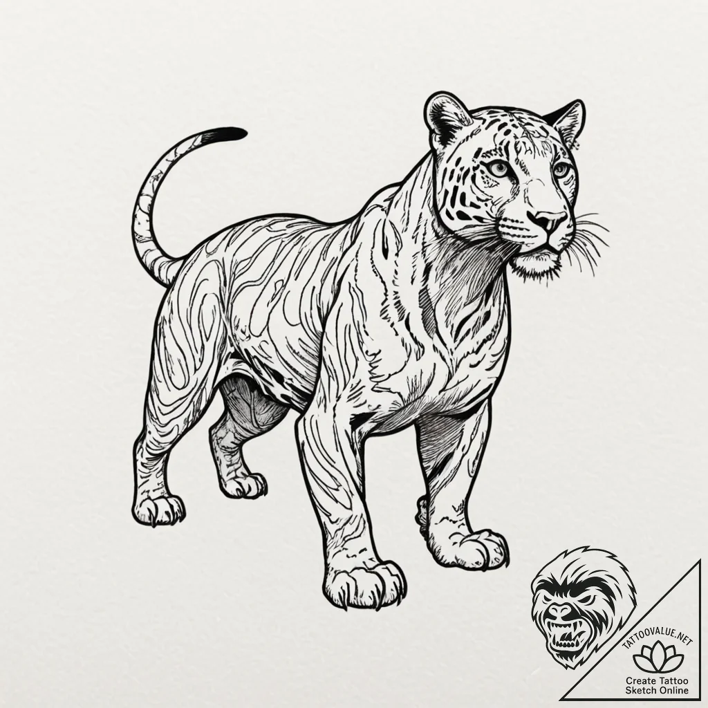 Tattoo design for shoulder, a panther, its bo... - tattoo sketch (№1751783075_0, 06.07.2025 06:24) — tattoovalue.net