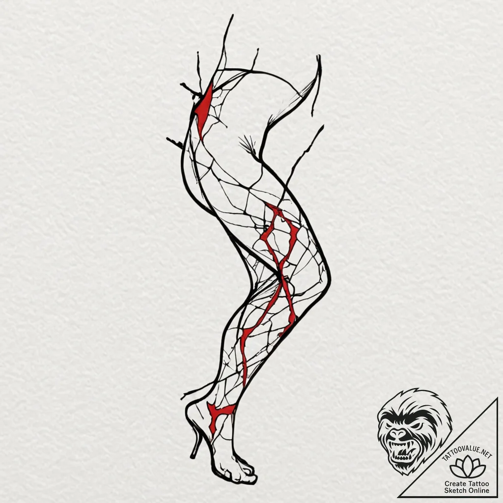 Tattoo design for a leg, a pattern that mimic... - tattoo sketch (№1751783243_0, 06.07.2025 06:27) — tattoovalue.net